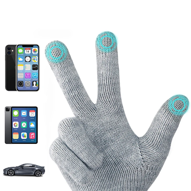 Touch Screen Cashmere Gloves for Women Men Winter Warm Thermal Knitted Double-Layer Thickened Windproof Cold-proof Woolen Gloves