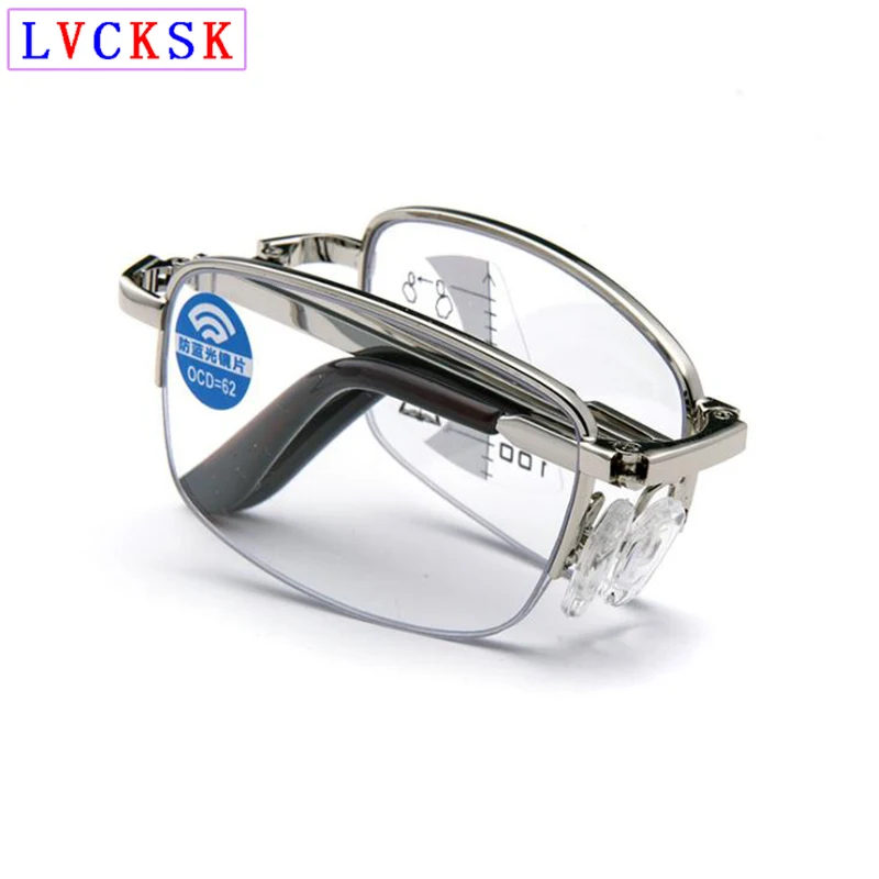 

Anti Blue Light Foldable Progressive Reading Glasses for Women Men Metal look near far Presbyopia Spectacles +1.0~+3.0 N5