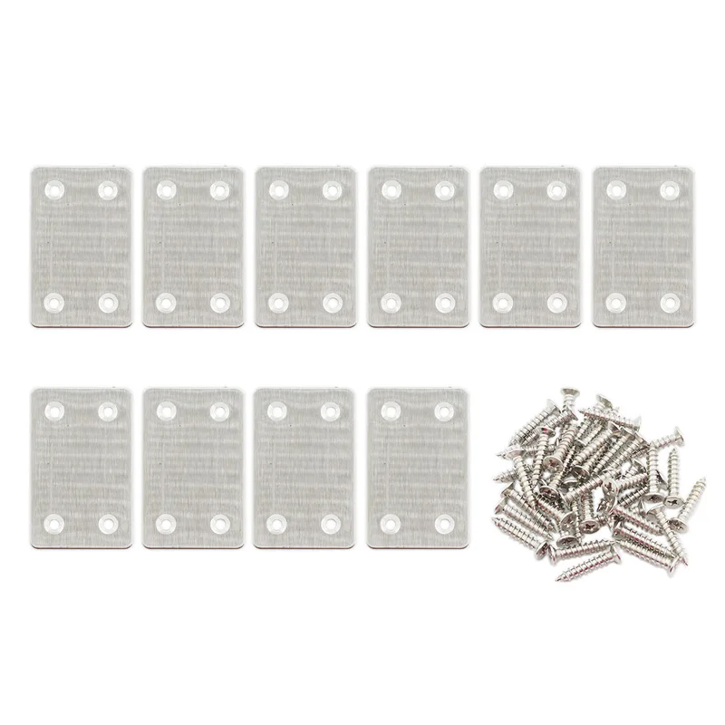 10 Pack Flat Mending Plate for Wood, Stainless Steel Flat Straight Brace Brackets Metal Repair Fixing Wood Brace 60x38x1.5mm