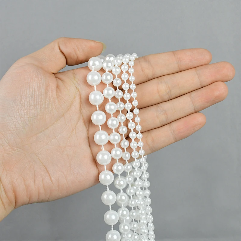 3M Imitation Pearl Beads Line Chain DIY Craft Bracelet Chain Jewelry Trim Lace Ribbon Wedding Decoration Sewing Accessories