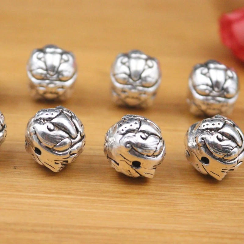 

5PCS New Fine Pure Sterling Silver S925 Pendant Women Men 13mm Pixiu Figure Bead Pendant