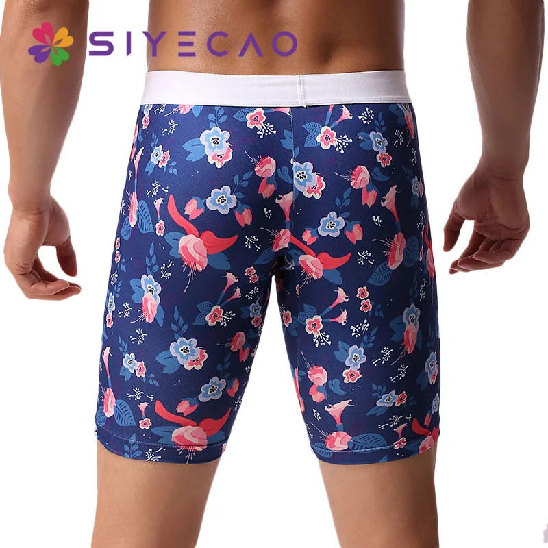 Bóxer largo y cómodo para Hombre, ropa interior con estampado, Calzoncillos cortos