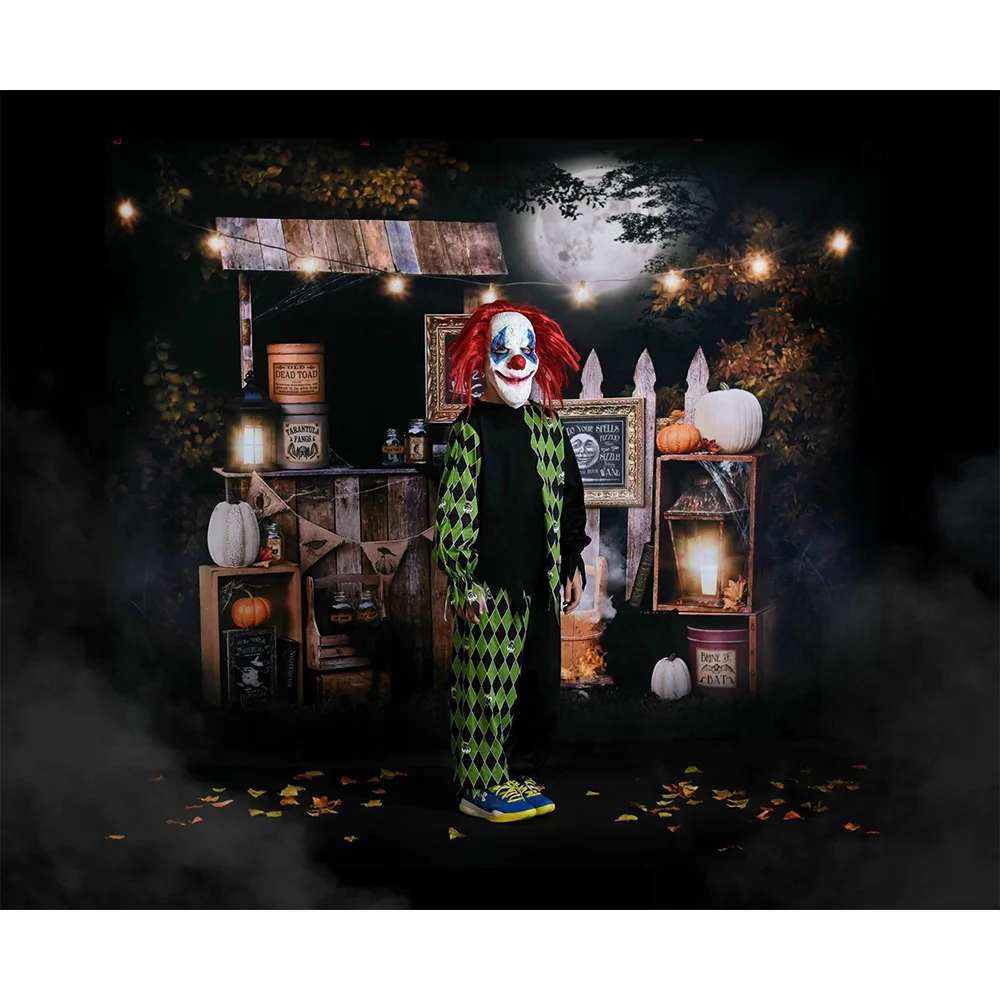 할로윈 사진 스튜디오 배경, 할로윈 어린이 생일 초상화 배경, 가을 공포 밤 숲 호박 달