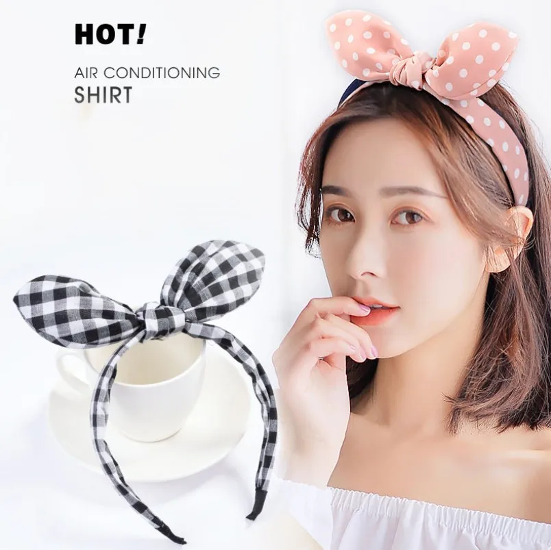 Bow headband Korean version of the rabbit ears headband, all-match hairpin, sweet and cute ears headband, factory Dropshipping