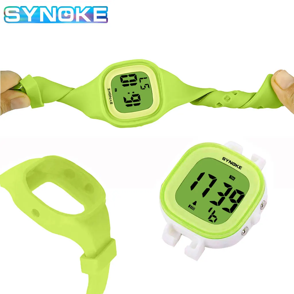 SYNOKE-reloj Digital LED para niños, cronógrafo de pulsera resistente al agua, con alarma, marca de moda