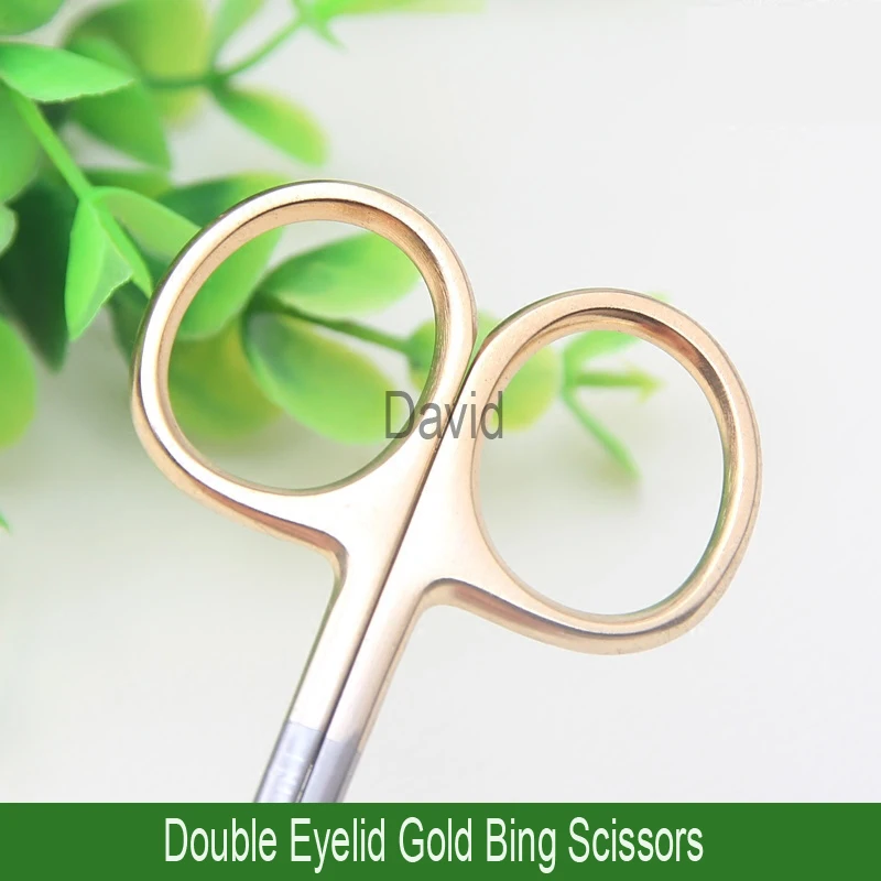 Korean style double eyelid scissors with gold handle Stainless steel fine sharp instruments Beauty scissors