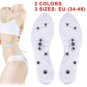 Unisex Magnetische Massage Einlegesohlen Fuß Akupressur Schuh Pads Therapie Abnehmen Einlegesohlen für Gewichtsverlust Transparent