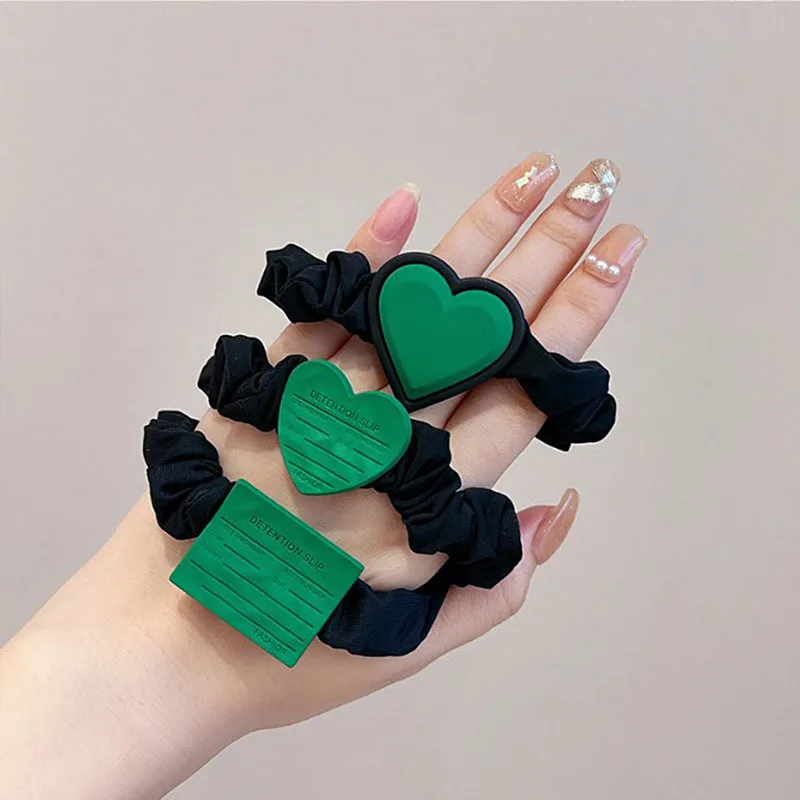 New Green Heart Shape  Girls Hair Accessories Hair Ties Ponytail Holders Rubber Band Elastic Hairband Hair Accessories