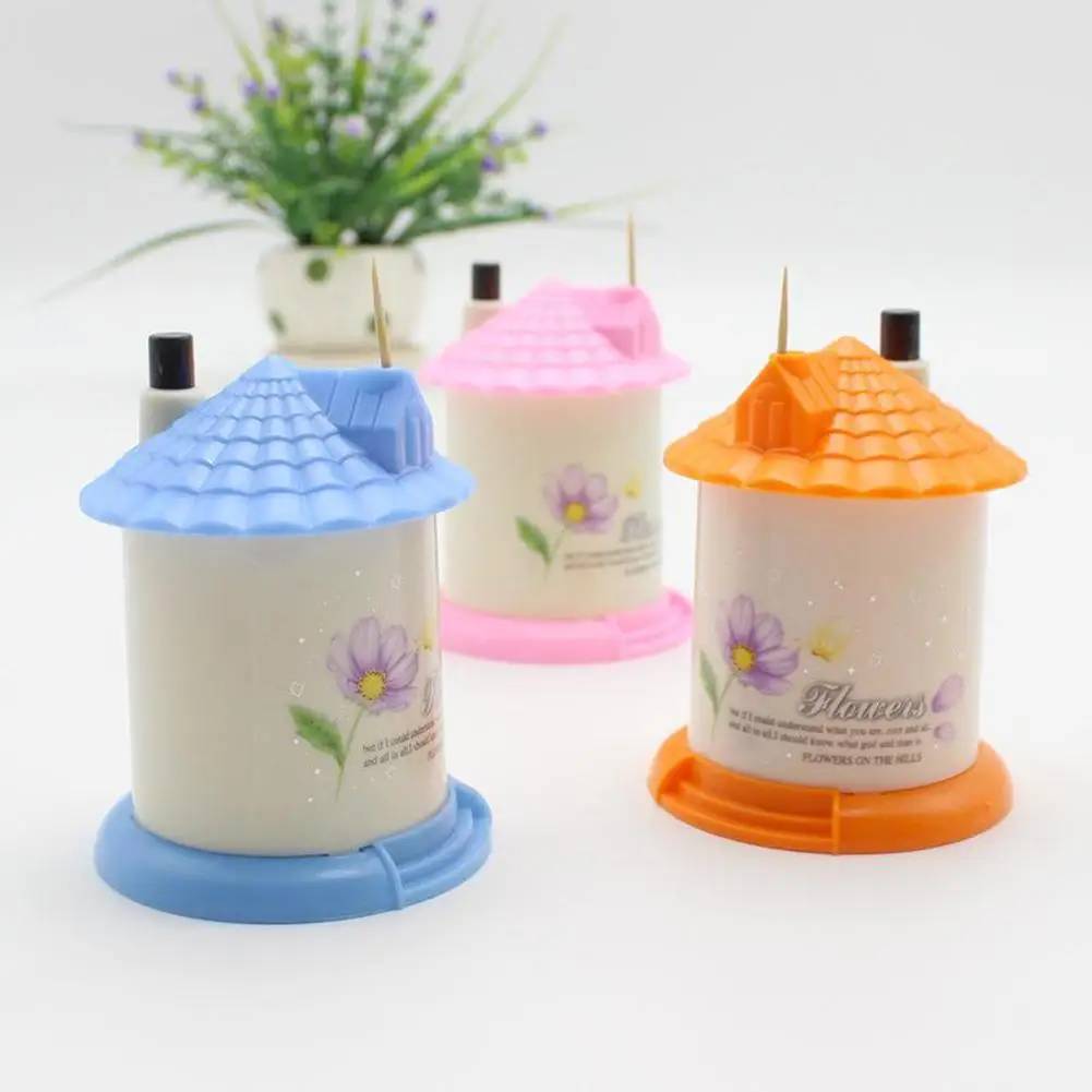 Plastic Toothpick Holders Lovely House Shaped Automatic Toothpick Box Holder Container Dispenser Home Decoration Storage Box