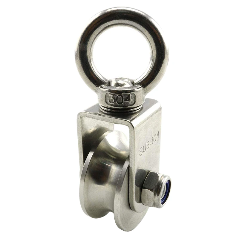 U Type Swivel Pulley 304 Stainless Steel Duplex Bearing Silent Detachable 360 Degree Rotation Heavy Duty Traction Wheel