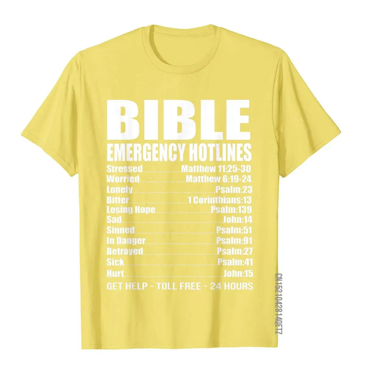 Bible Emergency Numbers Funny Hotline Christian T Shirt Gift 3D Style T Shirt Funny Tops Shirt Cotton Men England Style