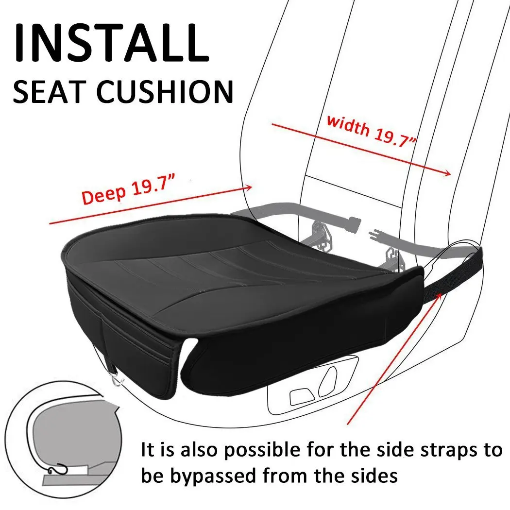 1Pcs Car Office Seat Cushion Edge Wrapping Full Surrounded with PU Leather Black Universal Car Auto Supplies