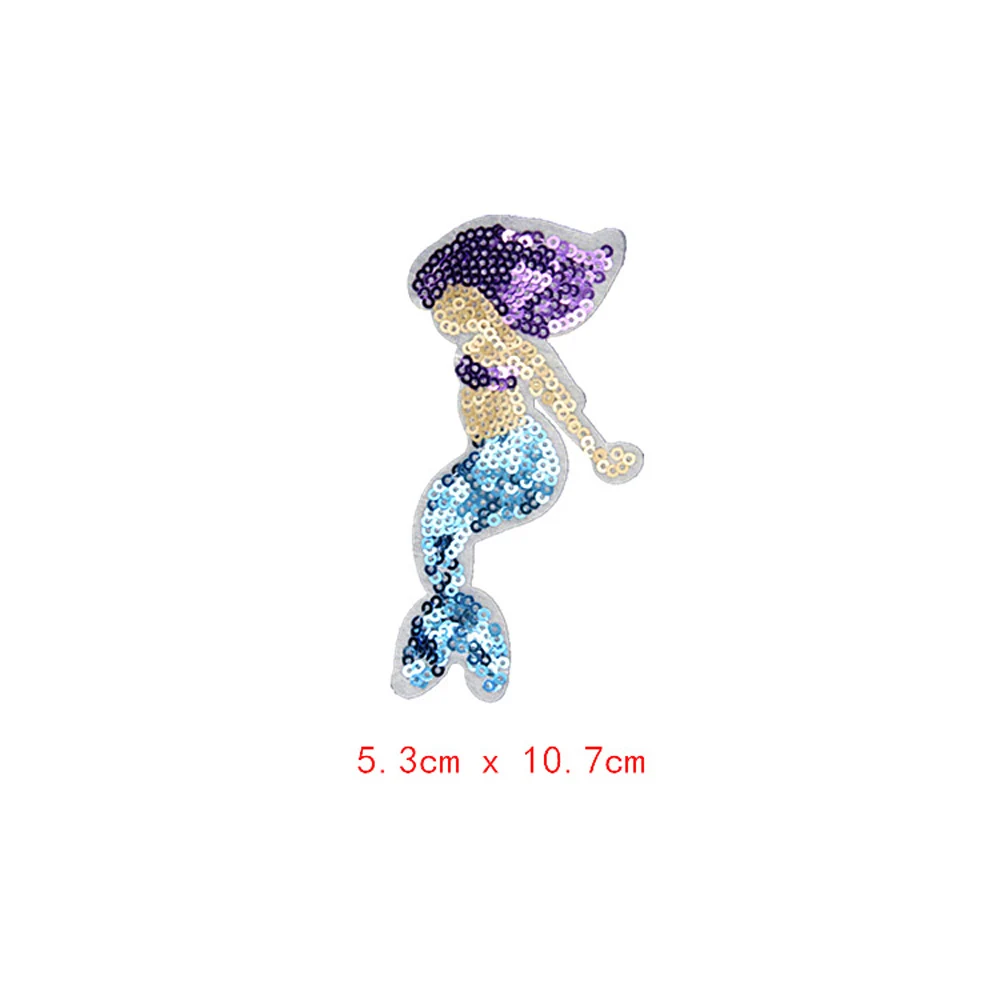 Mermaid Heart Paillette Sequins Patches Cap Bag Shoe Iron On Appliques DIY Apparel Accessories Patch For Clothing Fabric Badges