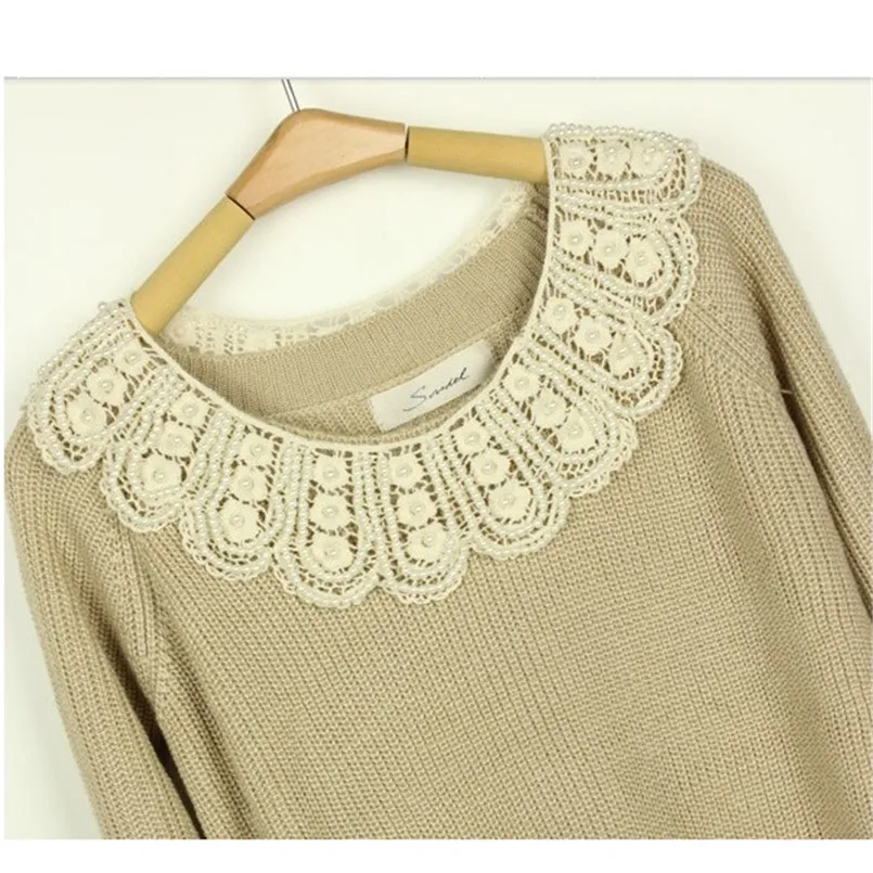 

Cotton Beige Sweater Fake Collar Girls Sweet Women Detachable Collars Necklace Floral Rose False Collar