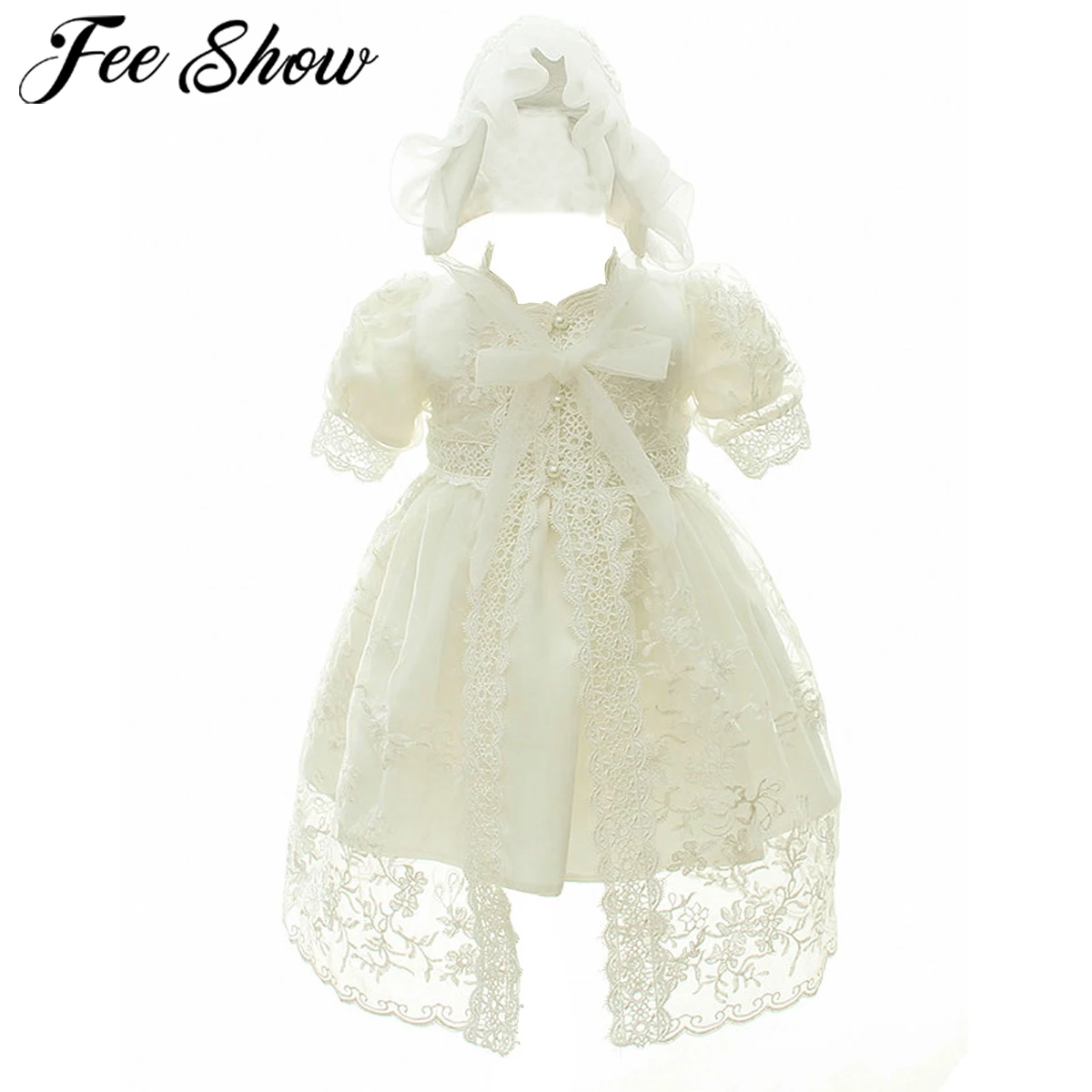 

Baby Girls Dress Short Sleeve Kids First Birthday Christening Ball Gown Infant Dresses for Baptism Bridesmaid Party 0-24 month