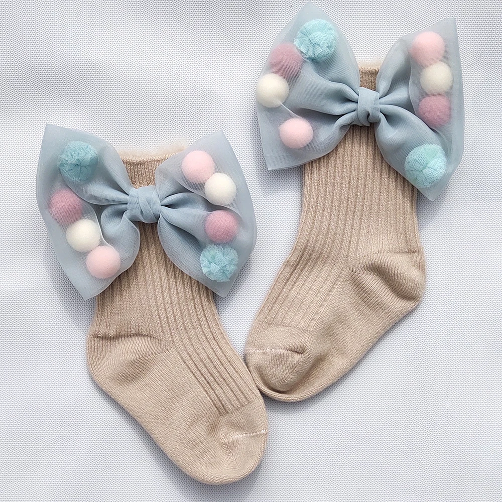 Winter Baby Girls Socks With Big Bows Toddlers Infants Ankle Socks For Kids Girls Princess Sock Plus Velvet Cute Children Socks