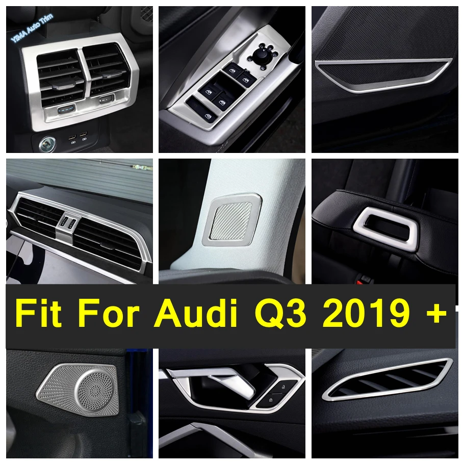 

Silver Fit For Audi Q3 2019 - 2024 Window Lift / Door Handle Bowl / Storage & Armrest Box Sequin Cover Trim Interior Accessories