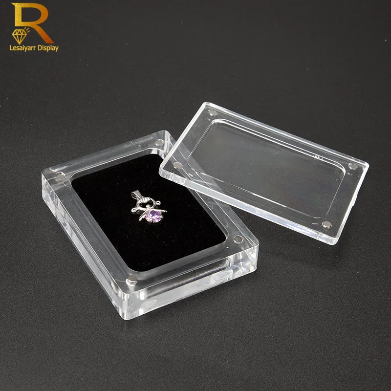 Creative Transparent Jewelry Display Box Necklace Pendant Case Acrylic Showing Case Holder Jewelry Gift Box Trinket Box