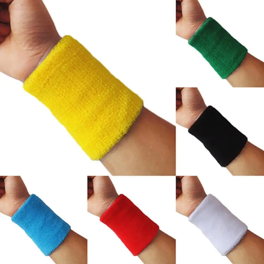 1pc Colorful Cotton Sports Terry Cloth Wrist Sweat Bands Tennis Squash Badminton GYM Basketball Brace Wrist Sweatband Protector