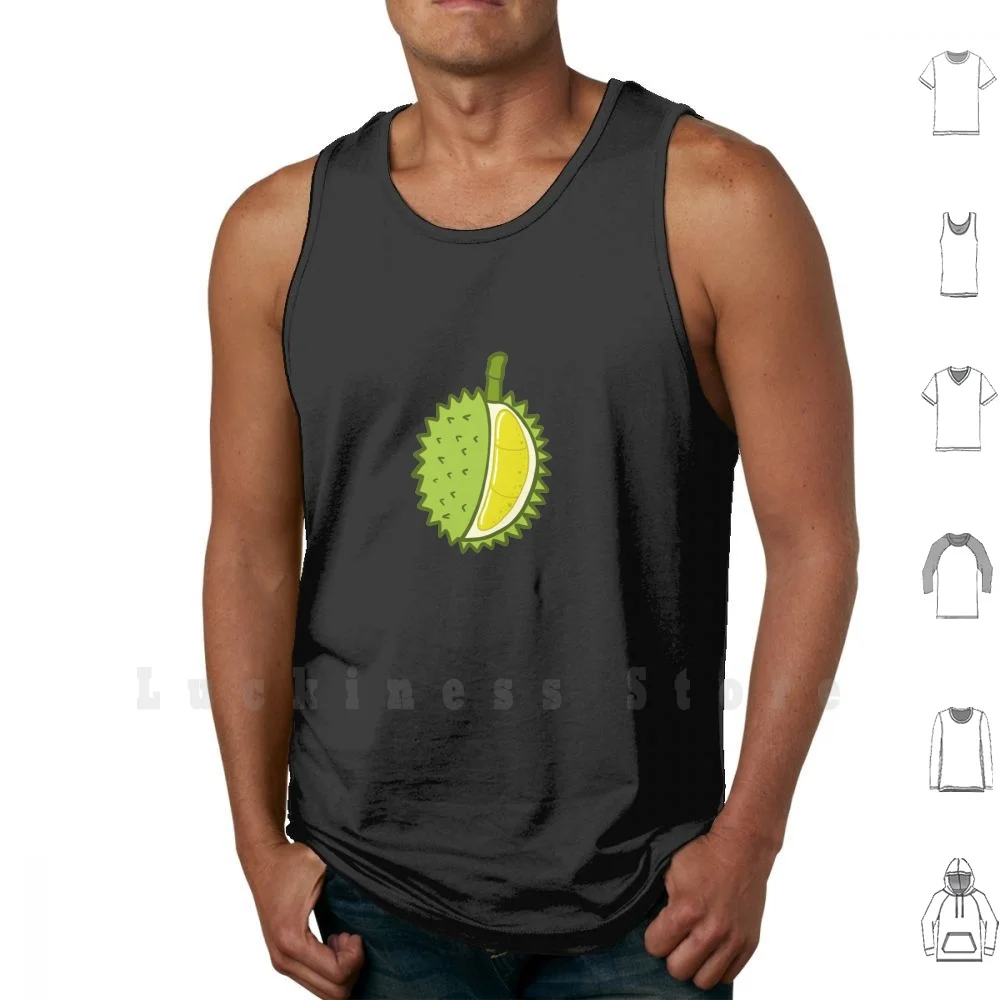 Durian Tank Tops Vest 100% Cotton Fruit Sweet Durian Kawaii Cute Lovely Thai Thailand Bkk Bangkok Anime Cartoon Vector