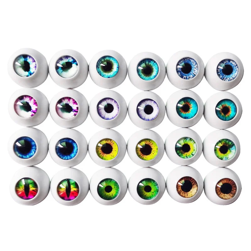 Julie Wang 24PCS In Pair 18mm Plastic Doll Eyes Mixed Color Buttons Safety Glass Pupil For Puppet Plush Toy Making Accessory