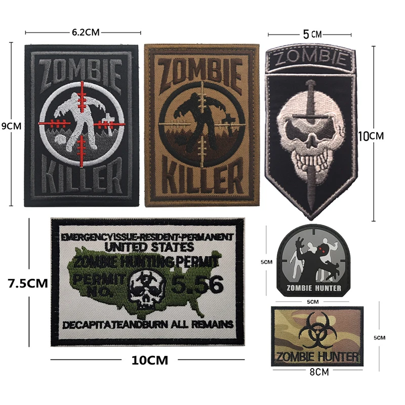 ZOMBIE HUNTER PATCHES Medical  Embroidery Badges Emblem Accessory Hook and Loop