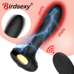 Anal Vibrator Wireless Remote Control Electric Shock Prostate Massager Huge Dildo Vibrator for Men Gay Big Butt Plug Anal Toys