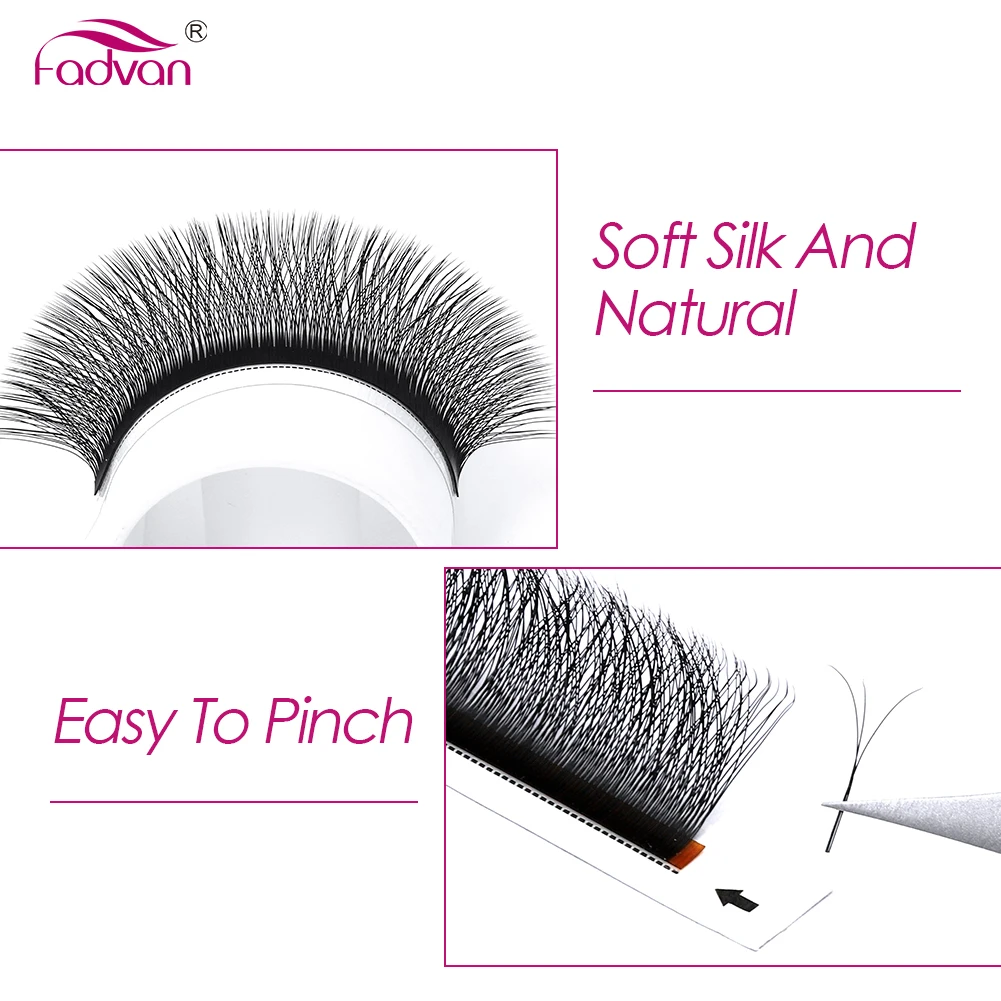 Fadvan W Lashes pestañas 3D prefabricadas, abanicos voluminosos, suministros de extensión de pestañas, pestañas de visón falso Natural