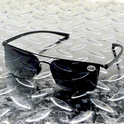 Rectangle Double Bridge Anti-sunlight Bifocal Lenses See Near N Far Reading Sunglasses +0.75 to +4 with PU Case in Picture