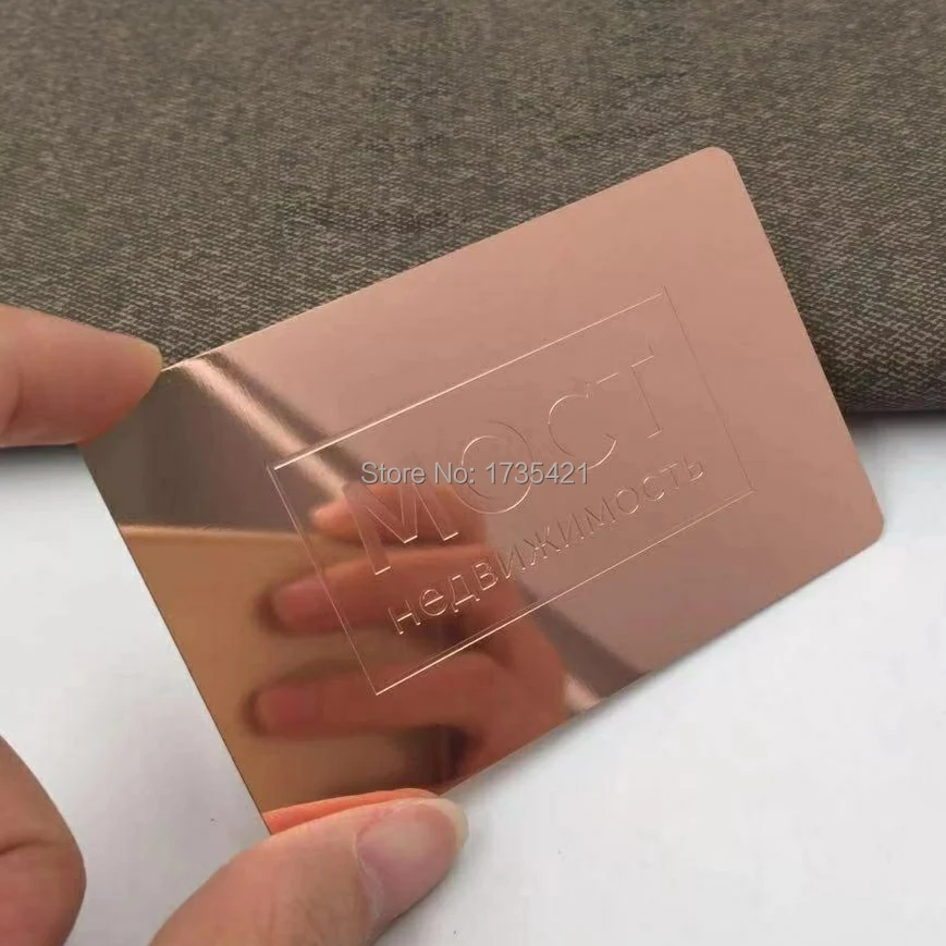 (200 Stks/partij) Rvs Metalen Materiaal Rose Golden Metal Card Printing