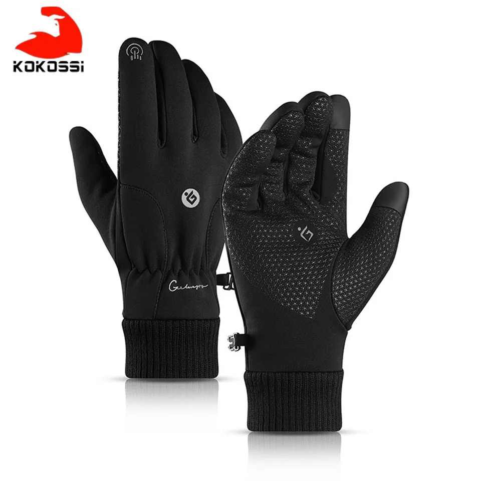 KoKossi Men Women Winter Themal Touchscreen Fleece Gloves Anti-Slip Windproof Cycling Gloves For Camping Hiking Running