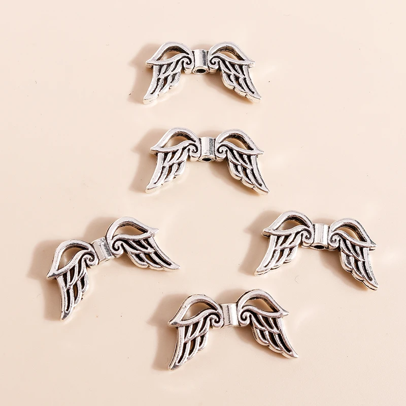 Leslie 20pcs 23*13mm Tibetan Accessories Flying Angel Wings Connectors Beads for Necklaces Bracelet Pendants Jewelry Making