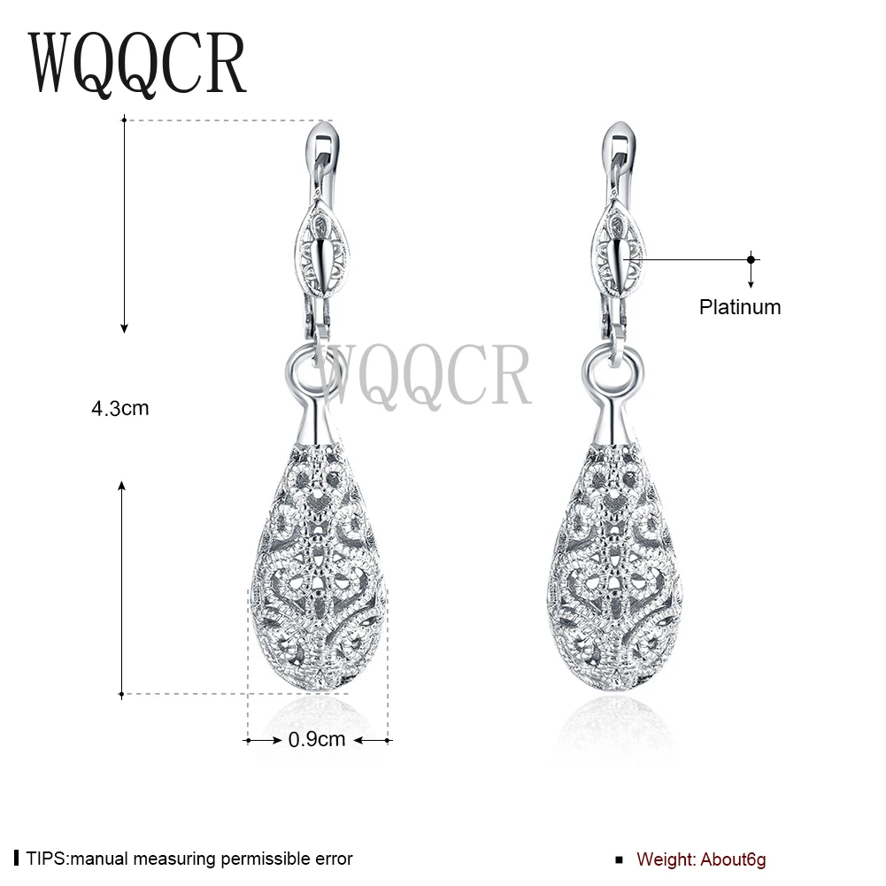 WQQCR Hot Sale 925 Tricolor Retro Flower Shape Jewelry Lady Earrings Silver Color Color Gold Rose Gold Gift Statement Earrings