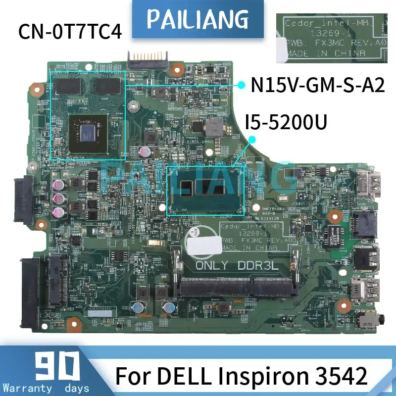 I5-5200U 820M For DELL Inspiron 3442 3542 Laptop motherboard 13269-1 CN-0T7TC4 0T7TC4 SR23Y N15V-GM-S-A2 Notebook Mainboard Test