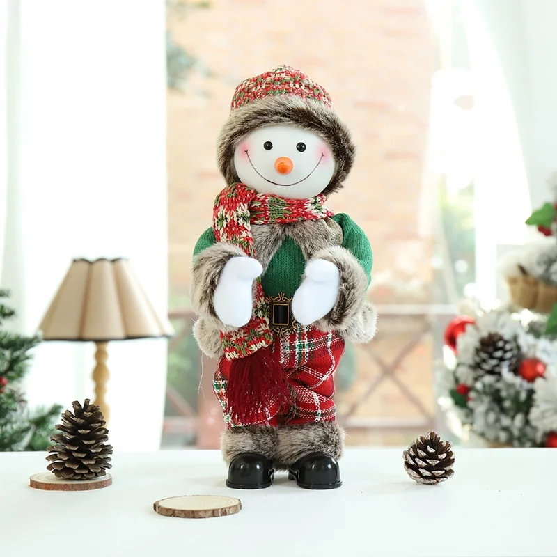 Christmas Electric Plush Toy Snowman Singing and Dancing  Christmas Elk Blowing Saxophone  2022 New Kids Gifts Christmas Decor