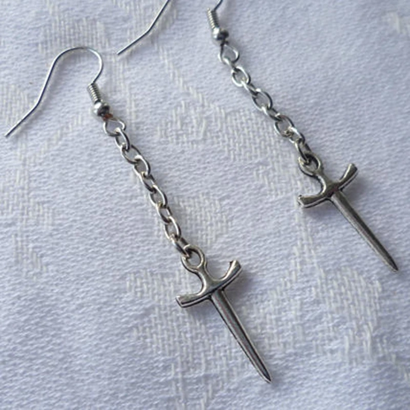 Athame dagger earrings,sword, pagan jewelry,wiccan, egyptian sword,gift, chain  athame jewellery