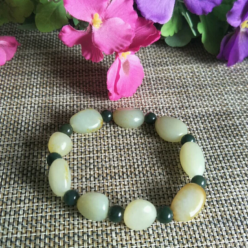 Natural Hetian Jade Random type stone Jade Bracelet Jewelry Lucky Safety Auspicious Amulet Fine Jewelry Jade Bracelet