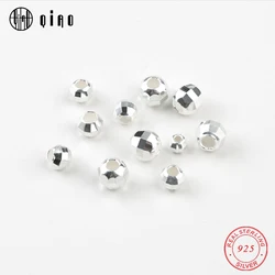 10PCS faceted 925 sterling silver Beads Exquisite faceted Silver Loose Spacer Beads fit Bracelet Necklace DIY Jewelry Making