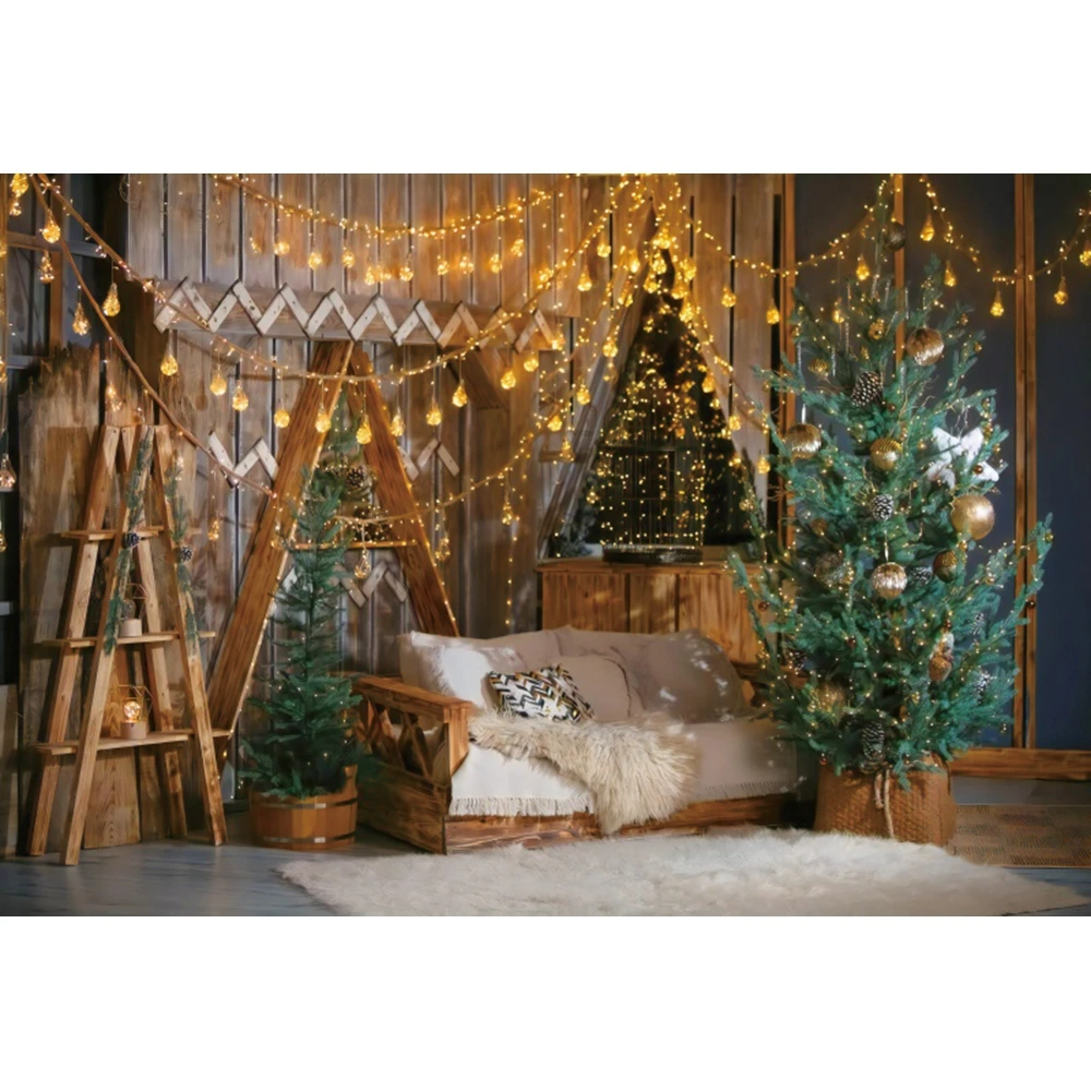 Yeele Christmas Backdrop Glitter Light Wood Wall Sofa Baby Portrait Photocall Background Photographic Photography Photo Studio