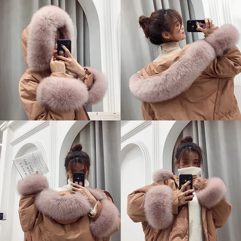 Womens Down Jackets White Duck Down Coats Female Short Down Parka Real Large Fox Fur Collar Thick Warm Clothes LWL1350