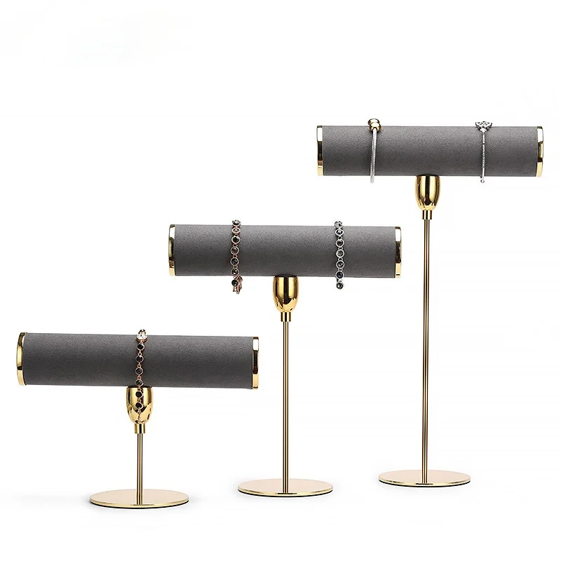 Earrings Display Stand Gold Earrings Display Rack T-Shape Earrings Showcase Golden Large