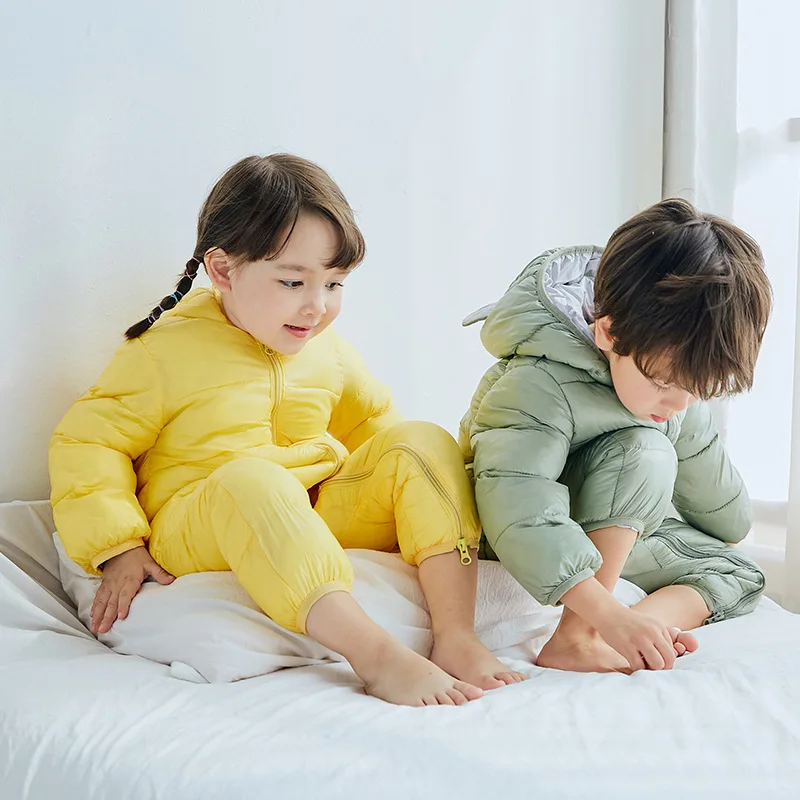 

Boys Girls Clothes Jackets Hooded Light Down Coats Autumn Winter Warm Fashion Outwear Jackets Children's Clothing Jumpsuits