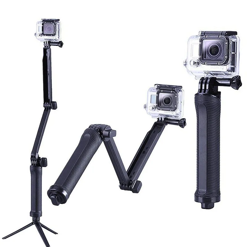 Foldable 3 Way Grip Waterproof Monopod Selfie Stick For Gopro Hero 12 11 10 9 8 7 5 6 4 3 2 SJCAM Yi 4K Camera Tripod Accessory