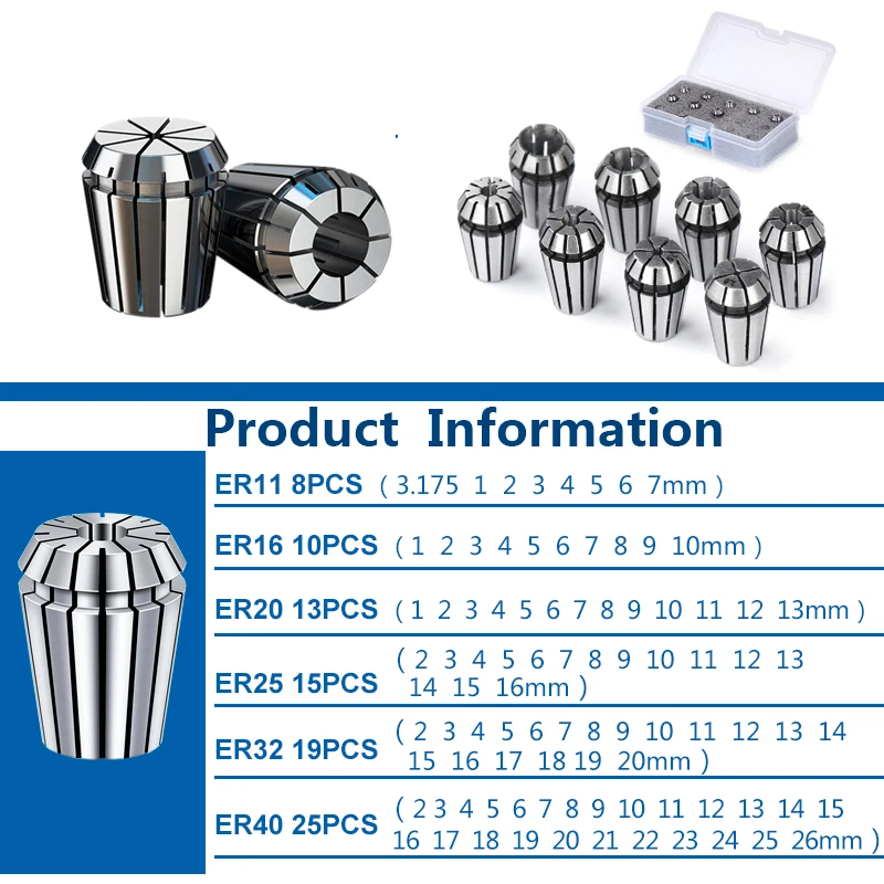 XCAN Spring Collet Chuck ER11-ER40 1-26mm ER Chuck for CNC Engraving Machine Lathe Milling Tool Holder