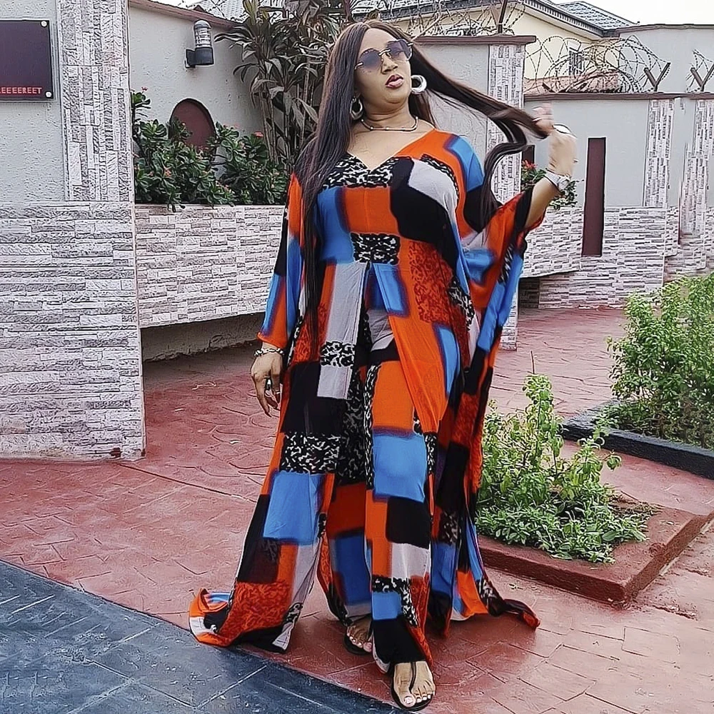 

Plus Size Summer African Clothes for Women Two Piece Set Dashiki 2024 Fashion Long Dress Sets Pants Suits Outfits Party Dresses