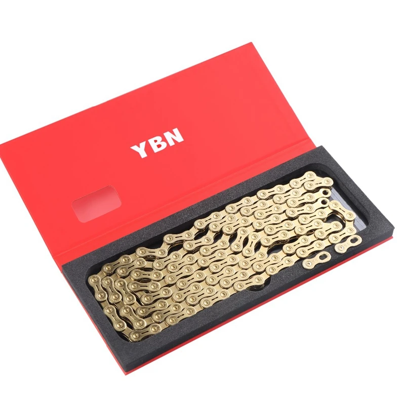 YBN Bicycle Chain Ultralight Black Gold Silver Half All Hollow 10 11 12 Speed Chain MTB Mountain Road Bike Chain for Shimano