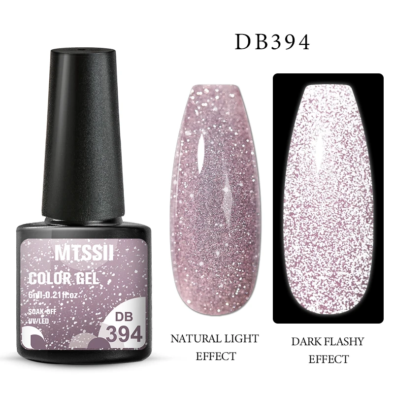 

Mtssii Reflective Glitter Gel Nail Polish Sparkling Sequins Semi Permant Soak Off UV LED Color Varnishes Nail Art Decoration