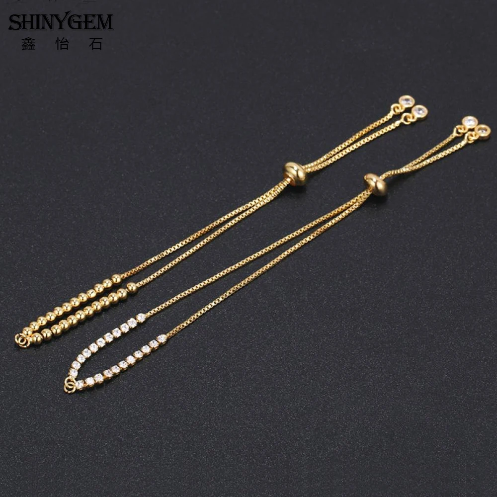 ShinyGem Gold Plating Charms Adjustable 3mm Bead Chain Bracelet Connector Handmade Bangles Anklet For Women Jewelry Making