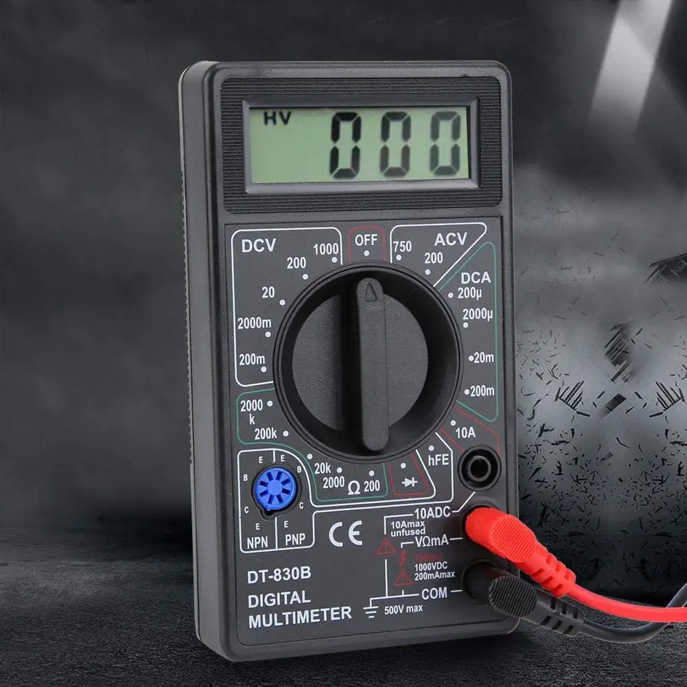 DT830B التيار المتناوب/تيار مستمر LCD الرقمية المتعدد 750/1000 فولت الفولتميتر مقياس التيار الكهربائي أوم اختبار عالية السلامة يده متر رقمي متعدد