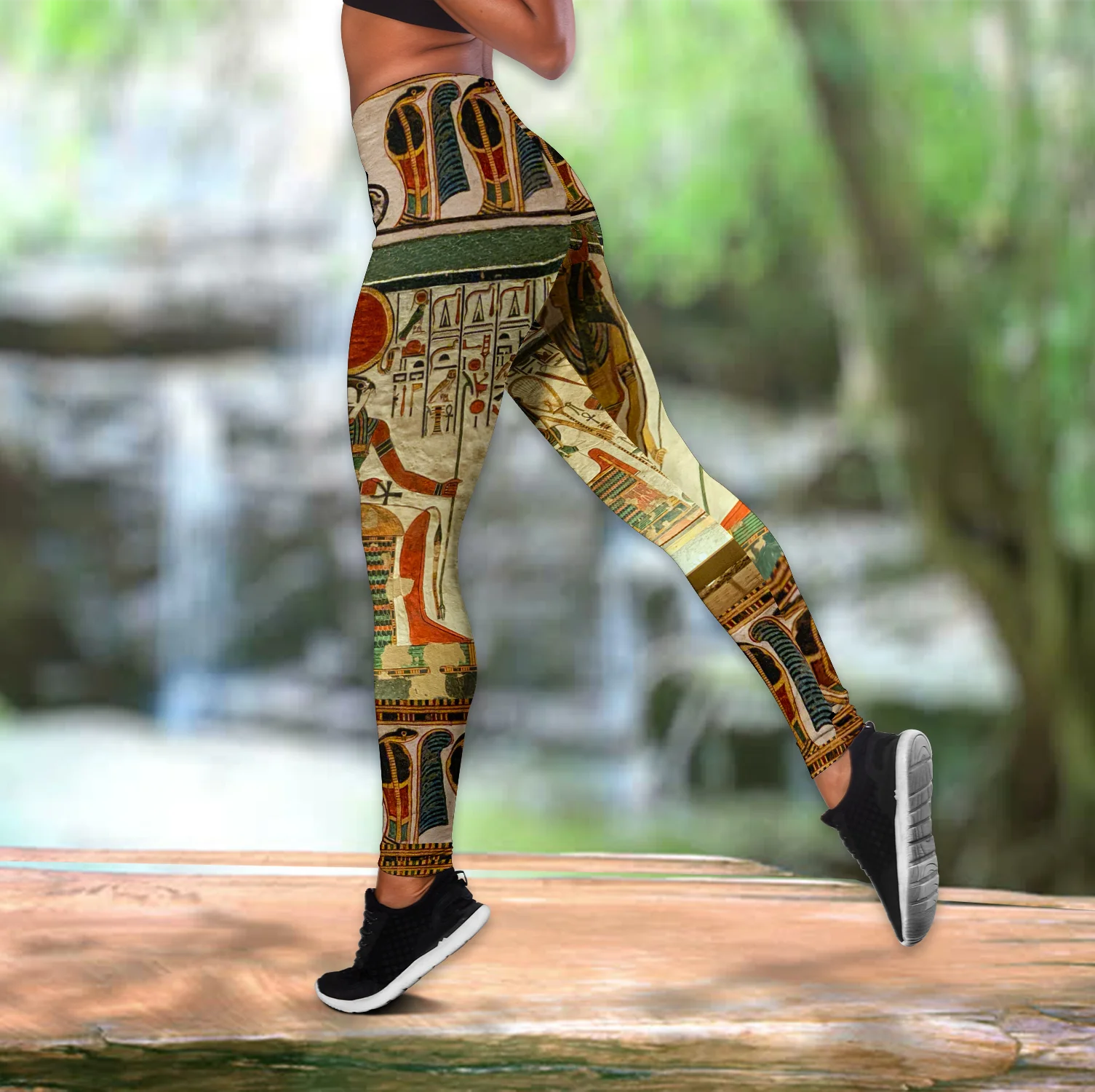 Tomb Of Nefertari โบราณอียิปต์3D พิมพ์ Hollow Tank Top และชุด Leggings ฟิตเนสหญิงยาว Leggings กางเกงโยคะ LKB-26